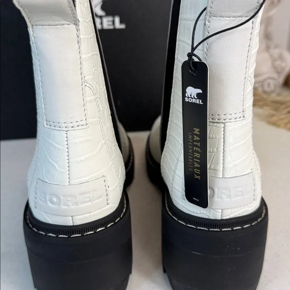 Sorel Joan Now Boots Womens 8 Sea/Salt Leather Waterproof Chelsea - Picture 5 of 11